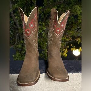 El General Brown and Red Embroidered Men's Boots